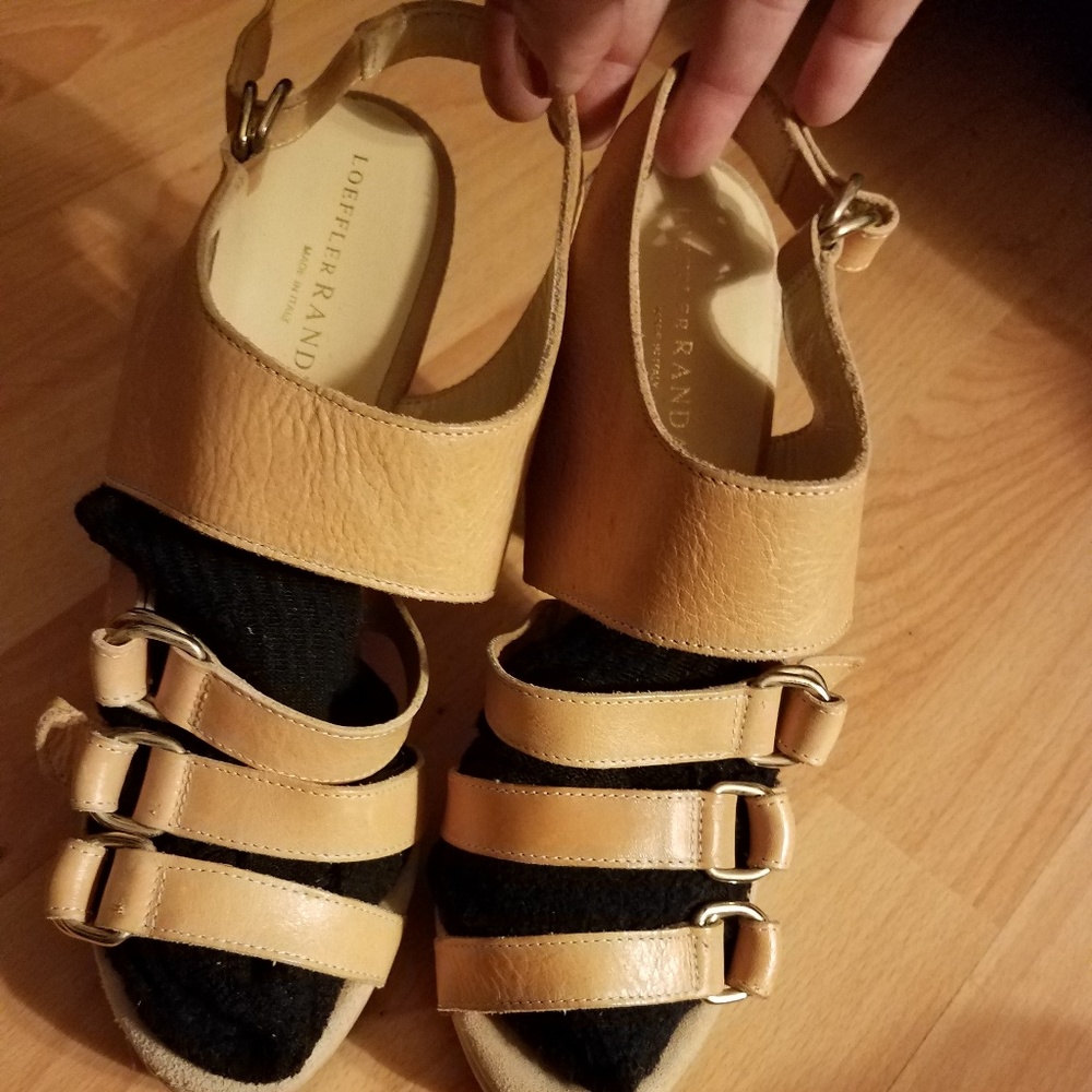 Loeffler Randall tan leather platform sandals 7.5